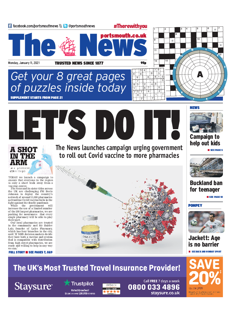 'Let's do it!' - The News, Portsmouth front page.png